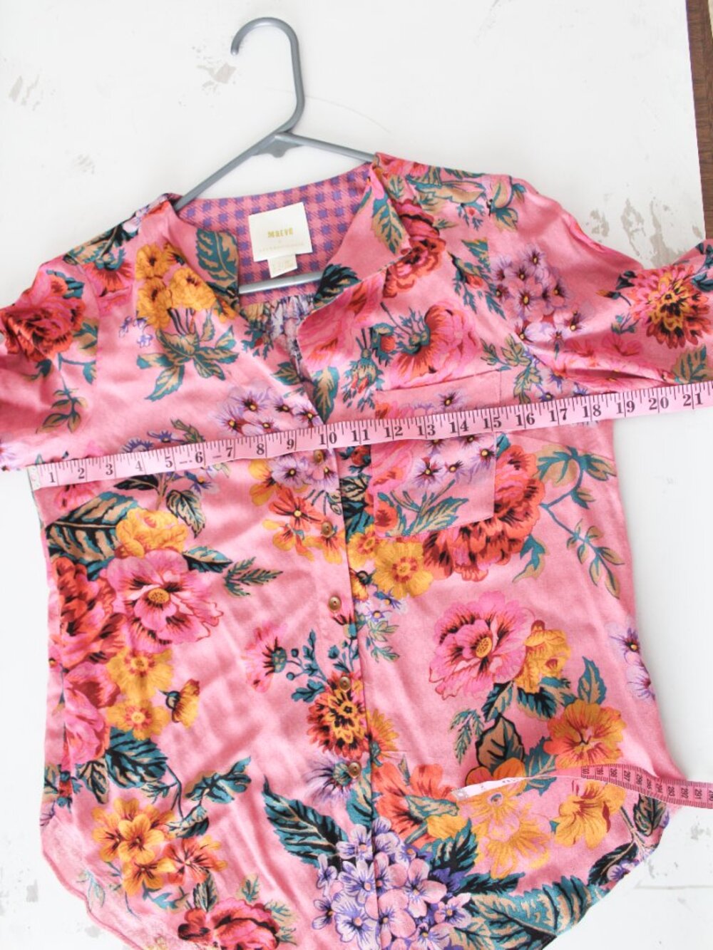 Anthropologie x Meave Pink Floral Button Down Top Size US 2 - Picture 4 of 7